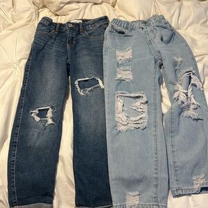 Set of Two Girls’ Distressed Jeans - Size 9/10 (Abercrombie & Shein)